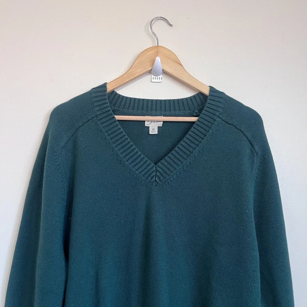 J Crew Mens‎ Heritage Cotton V-neck Sweater Size M Green Heritage Classic Preppy